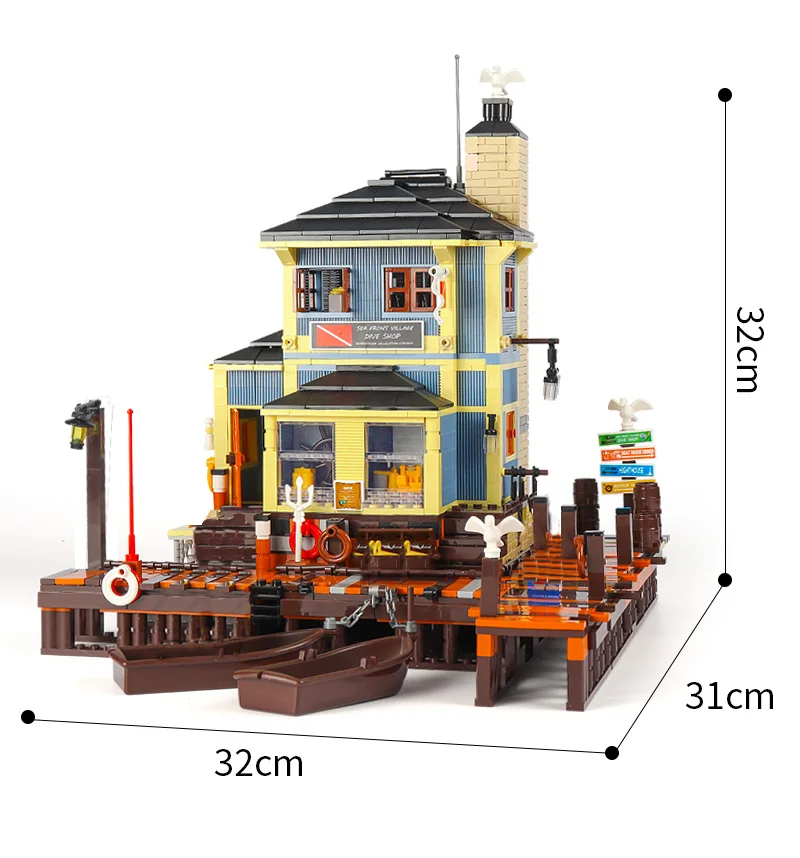 

YesHiN 12001 MOC Streetview Model Toys The Dive Shop Building Blocks Bricks Kids Educational DIY Toys Birthday Gifts