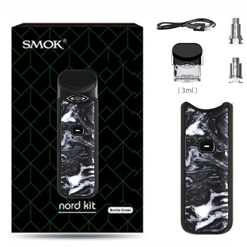 Black white resin Smok Nord Pod vape комплект с аккумулятором 1100 мАч 3 мл картридж сетка спиральная электронная сигарета Vape pod Kit vs SMOK novo - Цвет: Black white resin