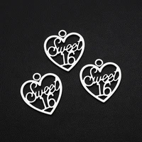 30pcslots 19x21mm antique silver plated sweet 16 charms heart pendants for diy necklace jewellery crafts wholesale drop ship