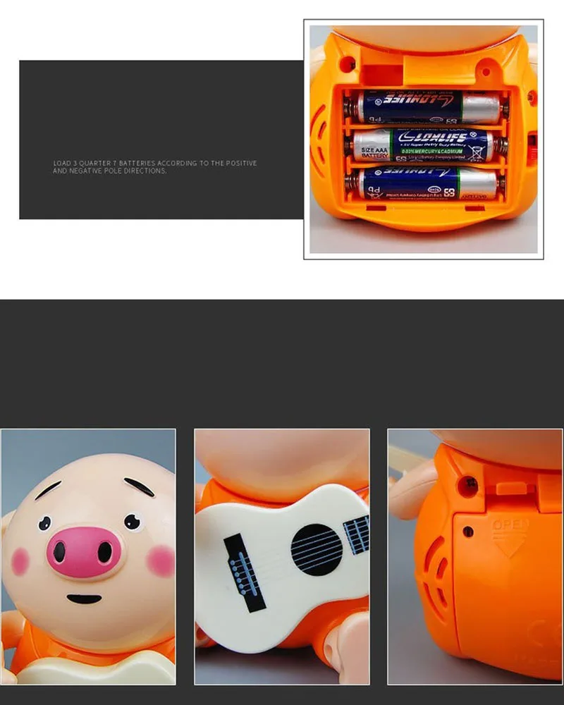 

Creative Fashion 3D Battery Operated Pig Play Guitar Model Toys Individuality Singing Lighting Music Children Entertainment Toy
