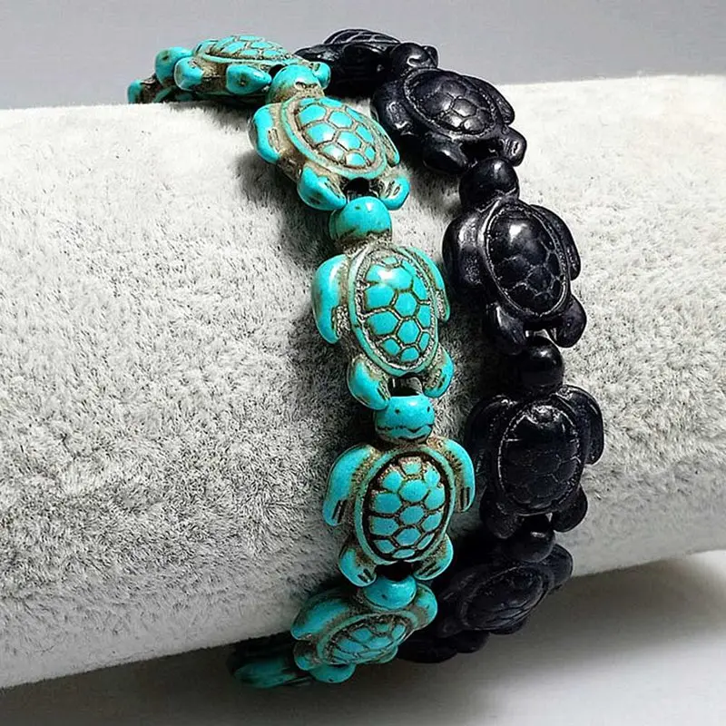 Женский и мужской браслет с черепахой Классический эластичный из натурального