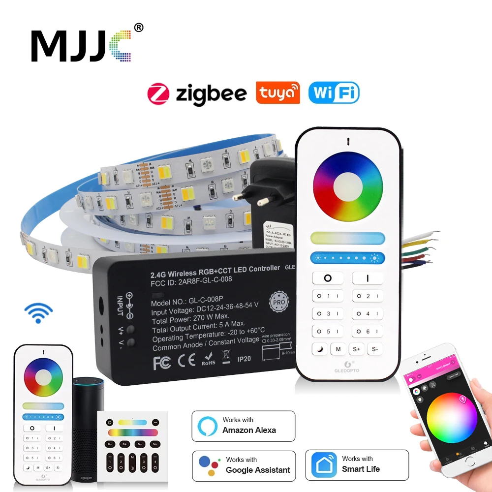 Светодиодная лента RGBWW 12 В 24 В постоянного тока Zigbee Tuya RGBW 5050 WiFi умный дом 5 м Водонепроницаемая светодиодная лента лампа для украшения комнаты