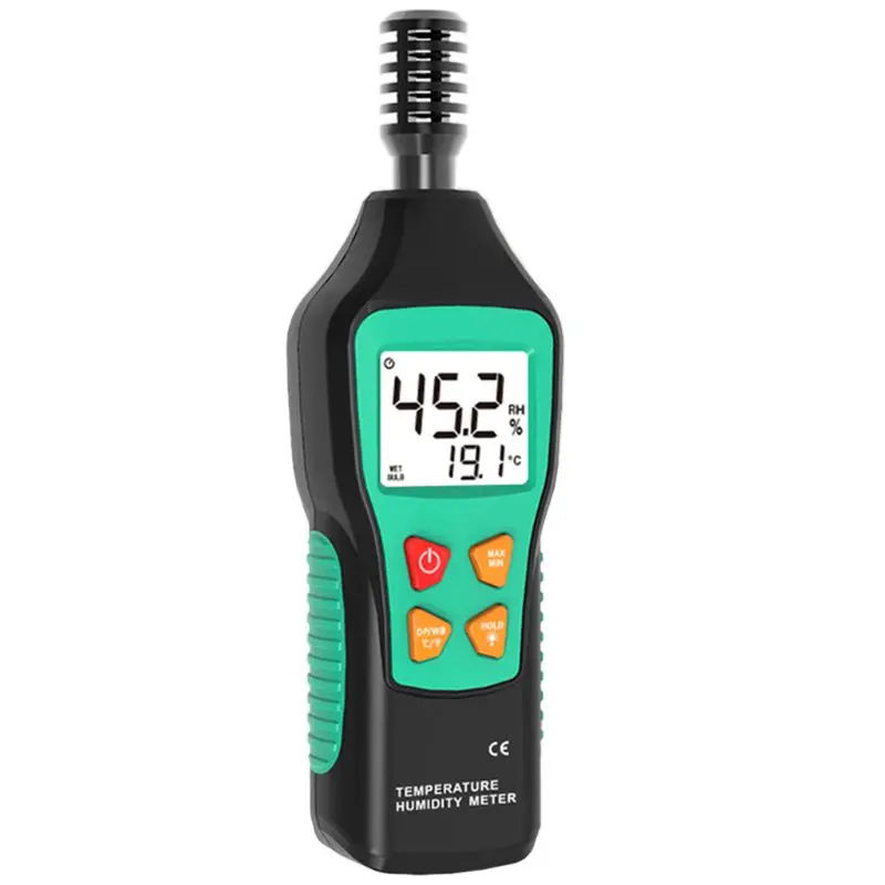 

Handheld Portable Digital Thermometer Hygrometer LCD Display Temperature Meter Humidity Tester with Backlight Data Hold