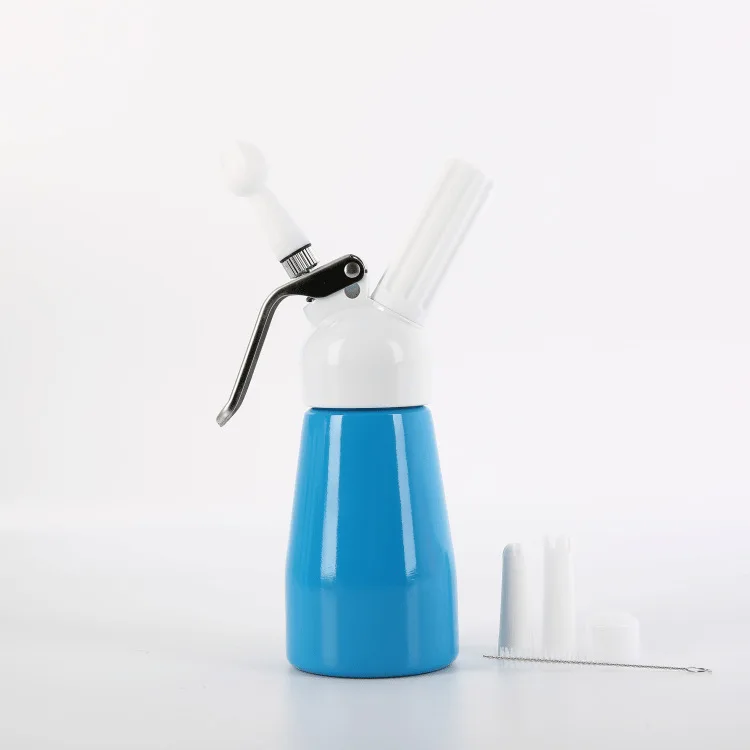 Dispensador de crema batida de 250ml, pistola con boquillas, aleaci&oacute;n de aluminio, Espumador de crema profesional en 10 colores, herramienta de decoraci&oacute;n-1