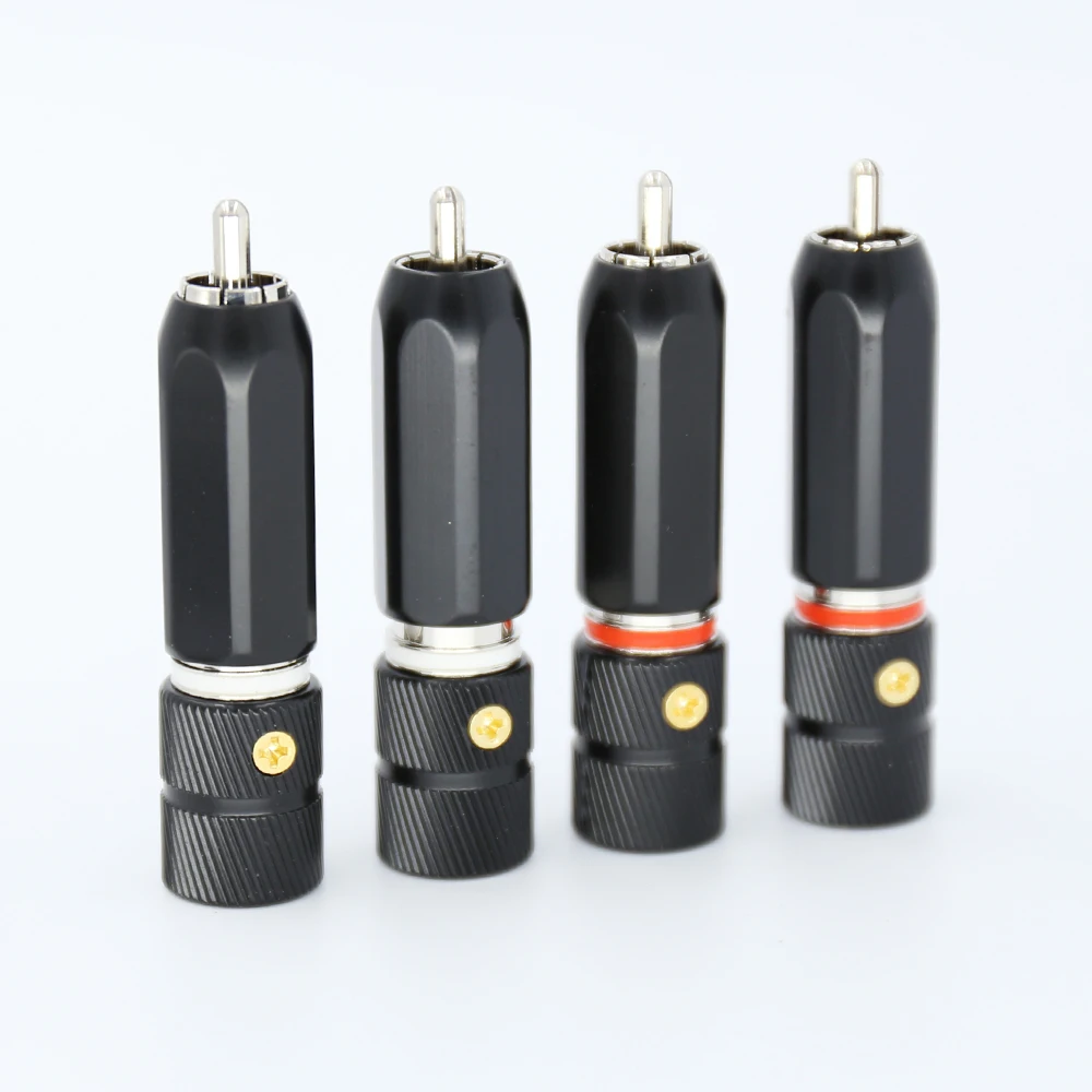 4PCS HIFI screw locking Rhodium Plated RCA Plug Phono Copper Connector | Электроника