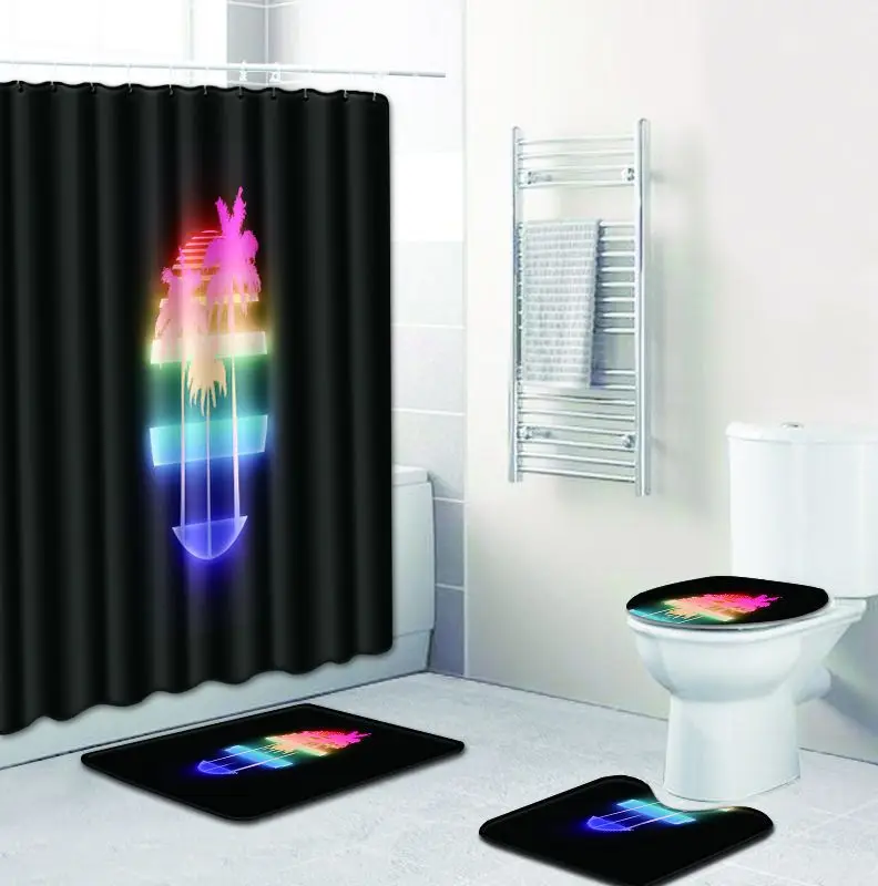 Набор нескользящих ковриков для ванной Zeegle 4 шт. водонепроницаемая занавеска