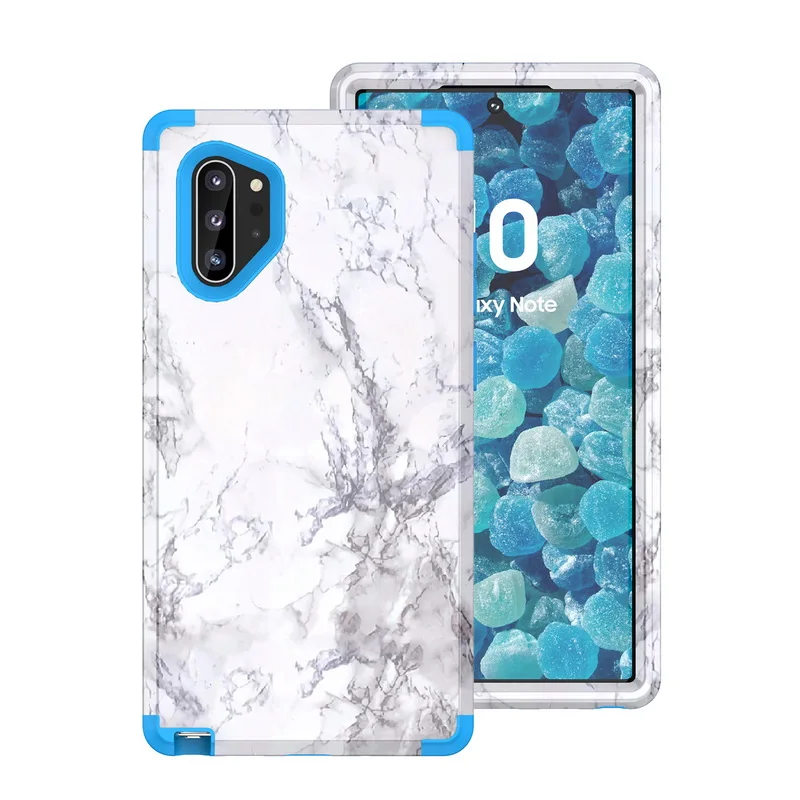 Синий Ударопрочный мраморный чехол для samsung Galaxy Note 10 9 S9 S10 Plus S10+ Гибридный чехол 3 в 1 прочный защитный чехол для телефона - Цвет: Синий