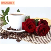 roamilynew arrival full squareround diamond paintingdiamond embroidery still lifea cup of coffeehome wall decoration