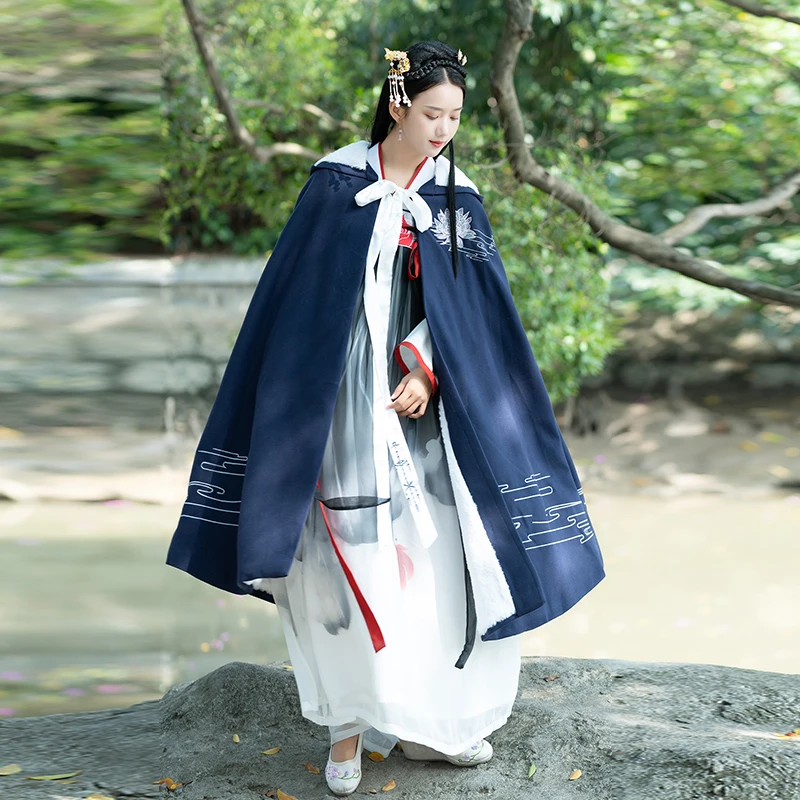 Новинка Женское пальто Hanfu Китайская традиционная синяя мантия Древний