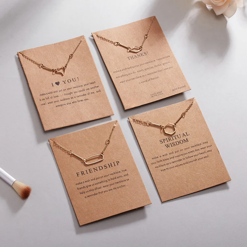 

YUNAO Jewelry Paper Card Hollow Heart Hollow Polygonal Alloy Simple Necklace Daily Necklace High Quality Hot Sale Products