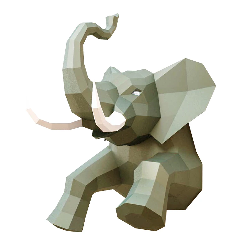

Elephant Animal Wall Decor Home Art Decoration Paper Model,3D Low-Poly Papercraft,Handmade DIY Adult Origami Craft Toy RTY039