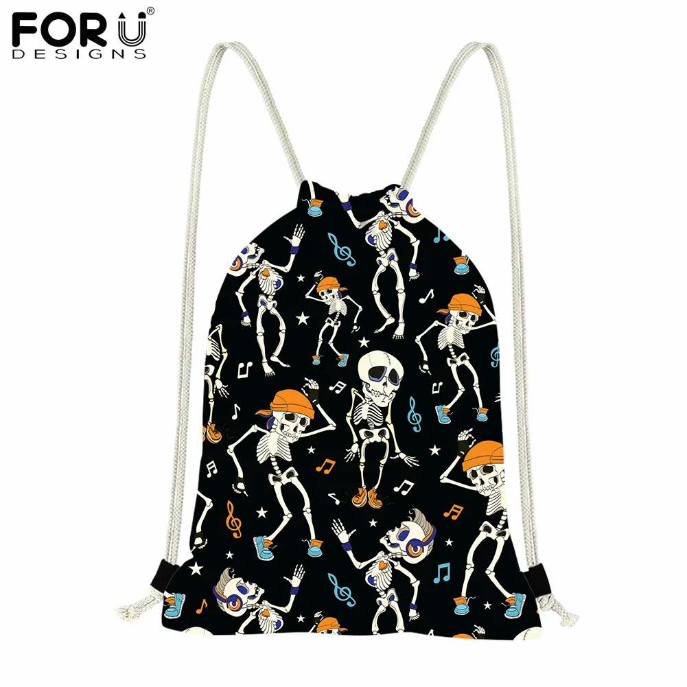 

Женская спортивная сумка на шнурке FORUDESIGNS, Мужской Дорожный рюкзак с рисунком скелета для танцев, легкий рюкзак с карманами и мягкой спинкой