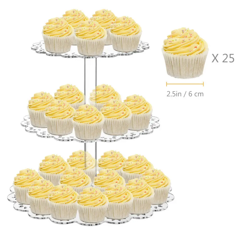 

3 Tiers Cupcake Stand Cake Dessert Wedding Event Party Display Plate Round