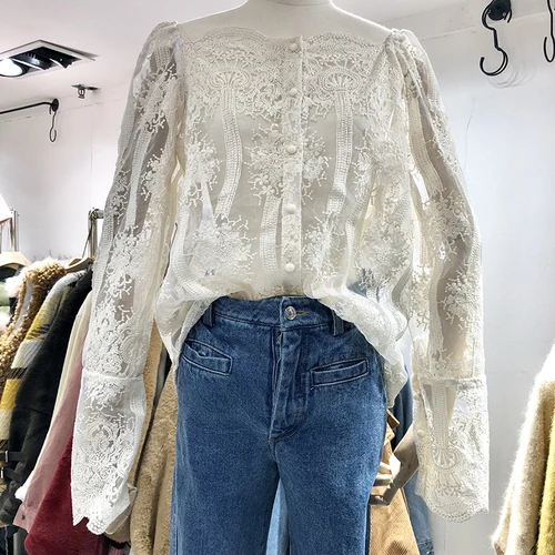 Повседневная Женская блузка без бретелек сексуальный кружевной топ с открытыми