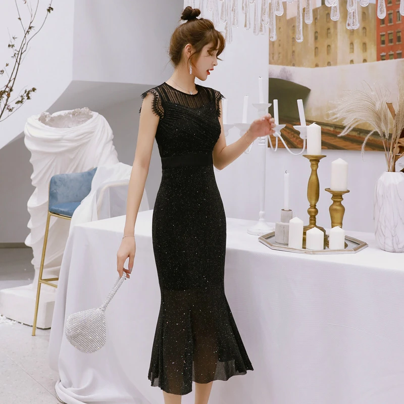 S XL размера плюс черное платье с блестками женское корсетом Сетчатое лоскутное