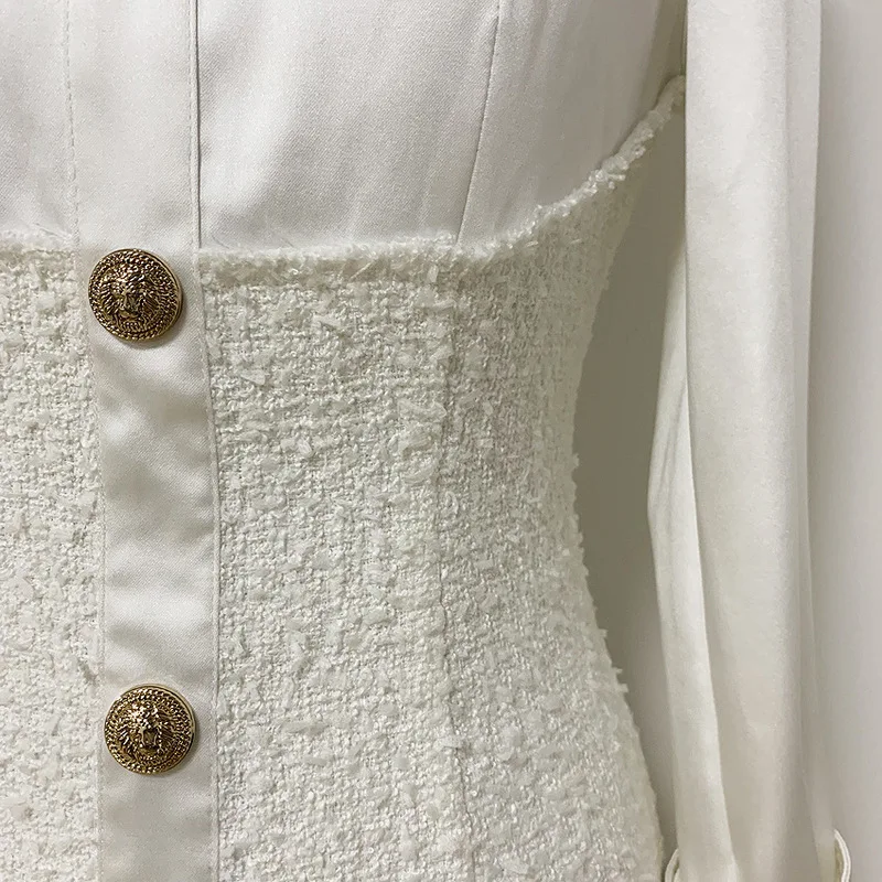 

New High quality hot style button lion riveting satin cloth joining together professional dress