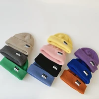 baby knitted hats autumn and winter candy labeling letters childrens hooded hats korean boys and girls cold hats 2021