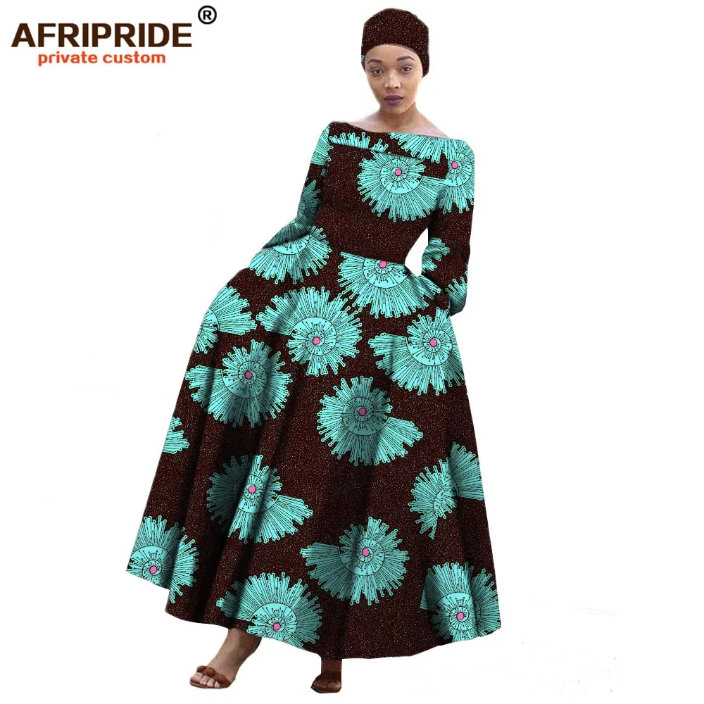 AFRIPRIDE Африканское Макси платье для женщин с длинным рукавом длиной до лодыжки вечерние длинное платье размера плюс с небольшим платком A722559 - Цвет: 281X