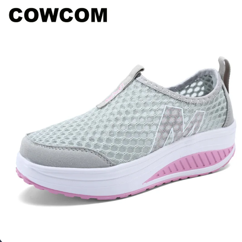 COWCOM/2021 Сезон весна-лето Дышащая женская обувь Сетчатые повседневные кроссовки