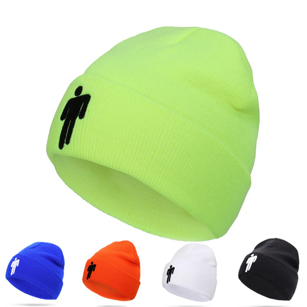 Billie Eilish Beanie, 15 цветов, вязаная зимняя шапка, одноцветная, в стиле хип-хоп, вязанная шапка Skullies, шапка, аксессуар для костюма, подарки, теплая зимняя шапка