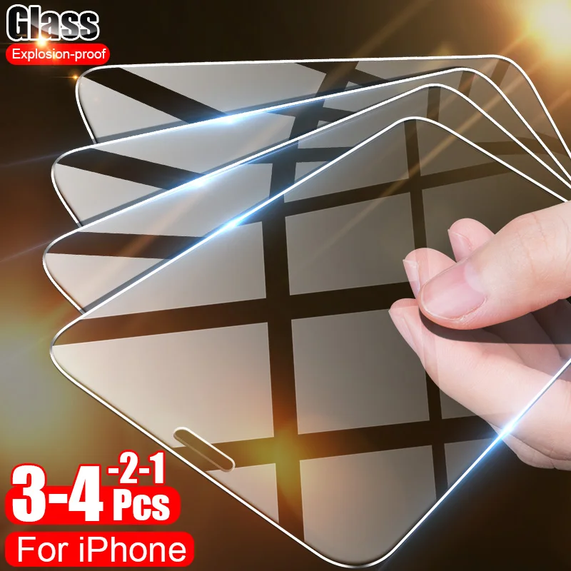 Защитное стекло с полным покрытием для iPhone 11 Pro Max XS XR X SE 8/7/6/6S Plus 5 5S 1 4 шт.|Защитные