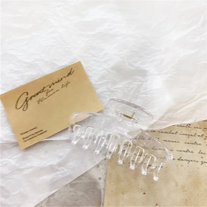 

Sweet Scrub Colorful Acrylic Hair Claws White Blue Simple Oval Hollow Leopard Grasp Clip Big Hair Claws for Women Makeup Bath