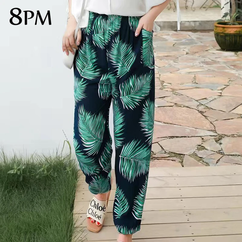 

Women Rtificial Cotton Home Pants Loose Sleep Pyjama Pants Wide Leg Casual Outdoor Pants Thin Shorts Cropped Pants ouc1143