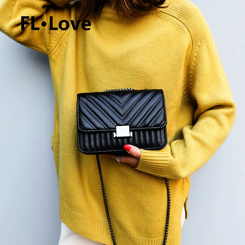 Модная женская сумка через плечо с цепочкой стеганый кошелек сумки на черный из