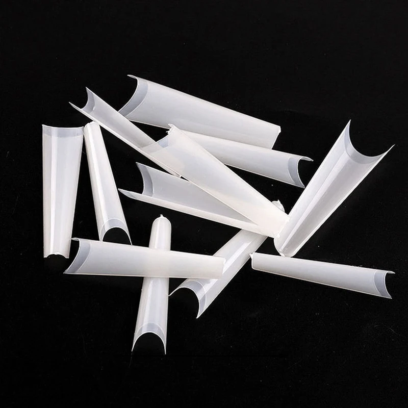 

500Pcs Coffin Nail Tips Half Cover Extra Long C Curve Acrylic Extension System False Nails Manicure Press On Tip Salon Supply