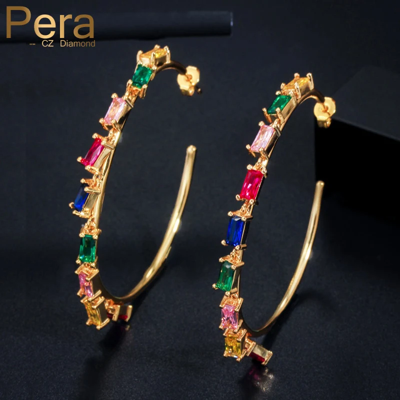 Pera Роскошные серьги-кольца из желтого золота с подвеской в виде супер круга