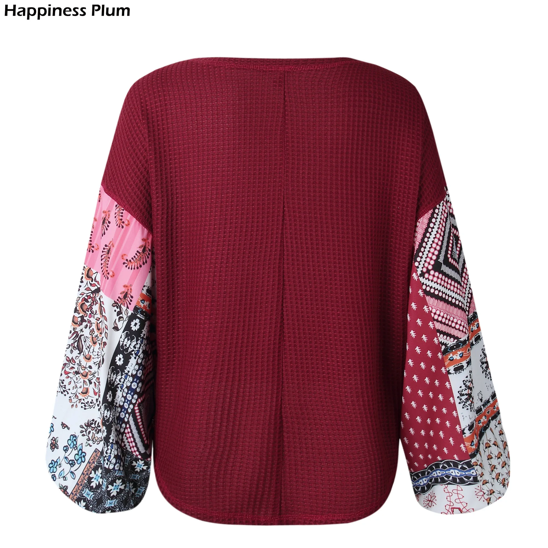 

Women Autumn Winter Knitting Pullovers Tops Patchwork Print Long Sleeve O Neck Casual Fashion Loose Lady Street Sweater