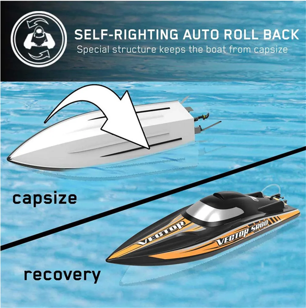 

2.4G Remote Control Boat with Automatic Rollback Function, No Battery Charger Required