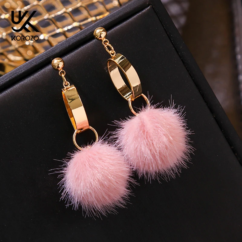 Милые длинные висячие серьги из кроличьего меха для женщин женские оригинальные