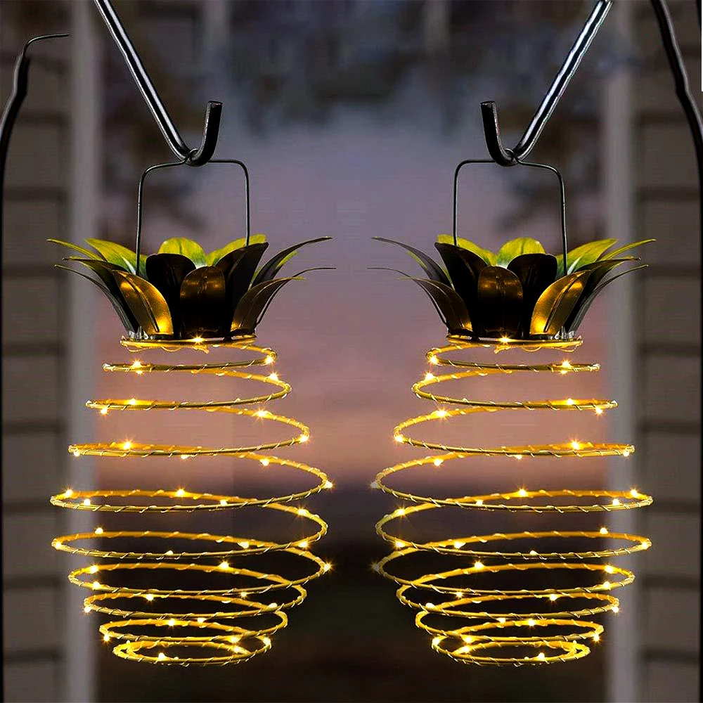 

Solar Pineapple Lights Outdoor Solar Pineapple Shape Hanging Light Waterproof Wall Lamp Fairy Night Lights Iron Wire Home Decor
