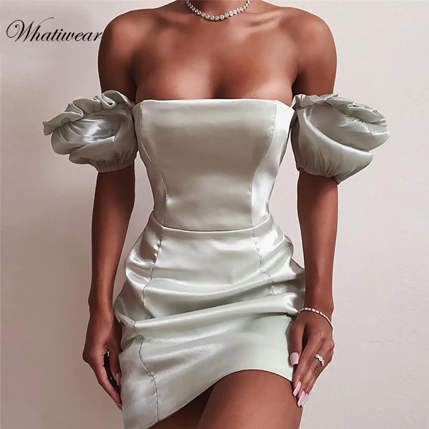Whatiwear 2019 Летнее мини-платье однотонное вечернее платье уличная одежда женское с