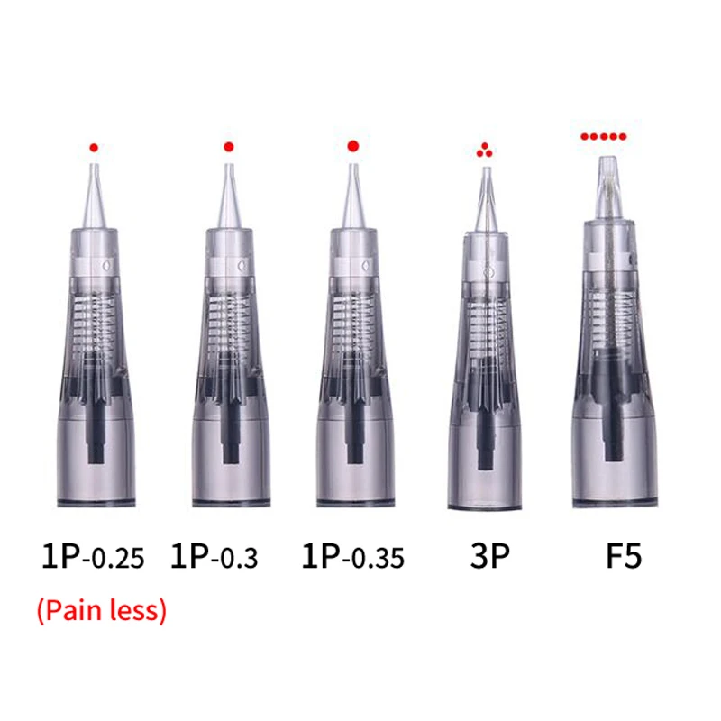 Newest 10pcs 0.18/0.25/0.3/0.35mm 1R round liner 1P micro cartridge tattoo needles for permanent makeup eyebrow machine
