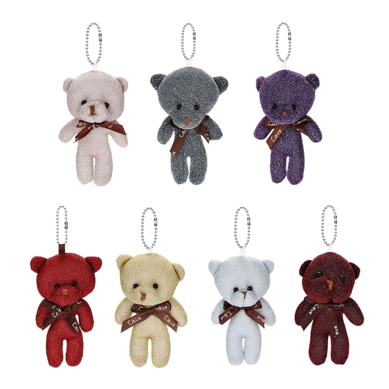 

Cartoon Mini Bear Plush Doll Bow Tie Cotton Stuffed Toy Girl Gift Pendant Decor