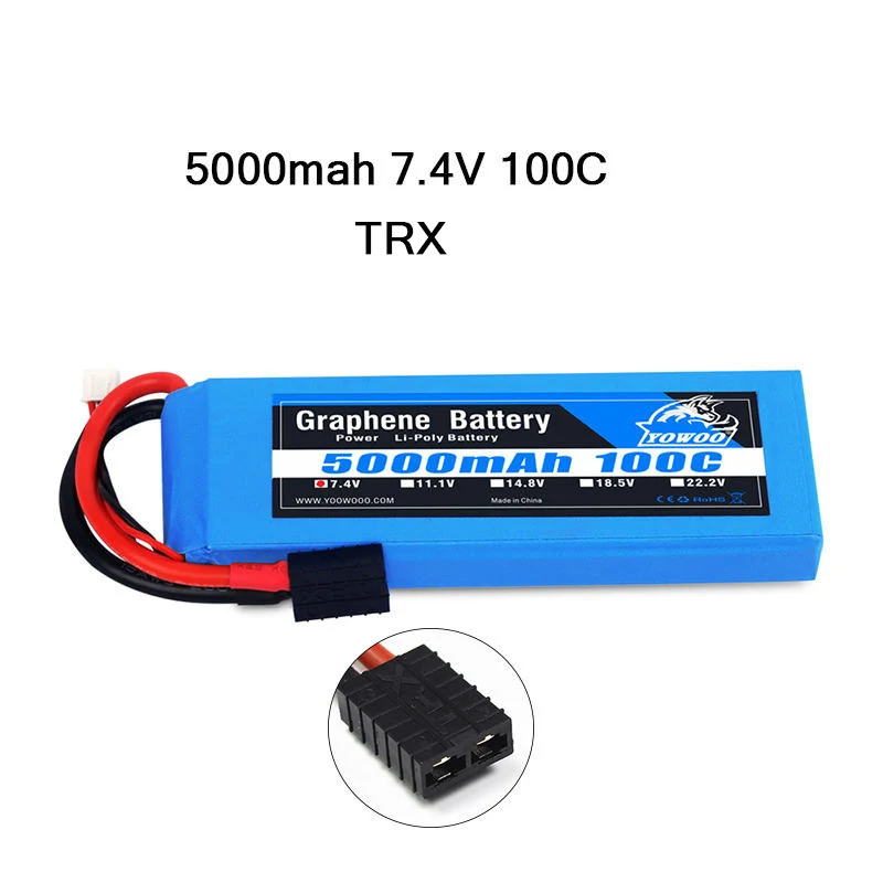 2S 5000mah 100C TRX Радиоуправляемая графеновая батарея Lipo 2S 7,4 V 3S 11,1 V 4S 14,8 5S 18,5 V 6S 22,2 V 3000mah 3300mah 4000mah 5000mah 6000mah 6500mah для радиоуправляемого автомобиля - Цвет: 2S 5000mah 100C TRX