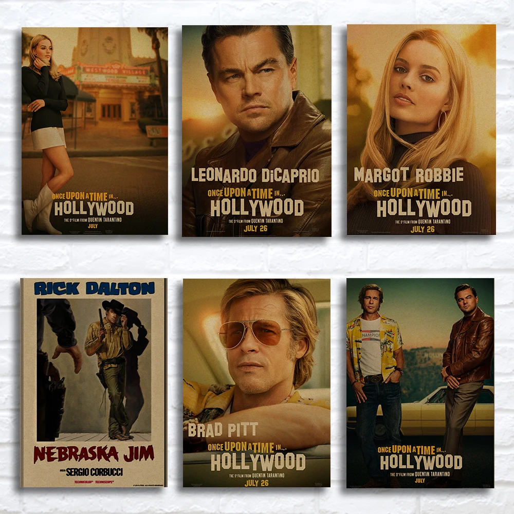 

2019 New Movie Silk Poster Once Upon a Time in Hollywood Retro Art Prints Vintage Wall Decor Pictures Quentin Tarantino Posters