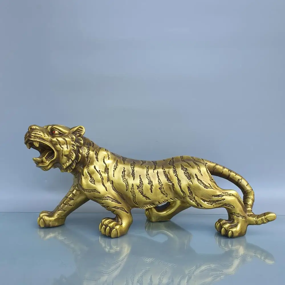 

Home 19" Chinese Seikos Bronze Chinese Zodiac Tiger Statue Siberian tiger King of the forest Ornaments Ward off evil spirits