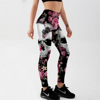 women printed flower skull workout leggings sexy clothes workout jeggings fitness legging plus size