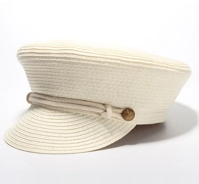 Шляпа женская Соломенная плетеная Панама с плоским верхом Стильная кепка в стиле