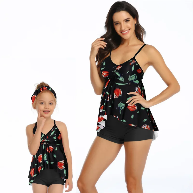 

2021 New Swimsuit European and American Covering Belly Thin Split Conservative Swimsuit Beachwear Push-up