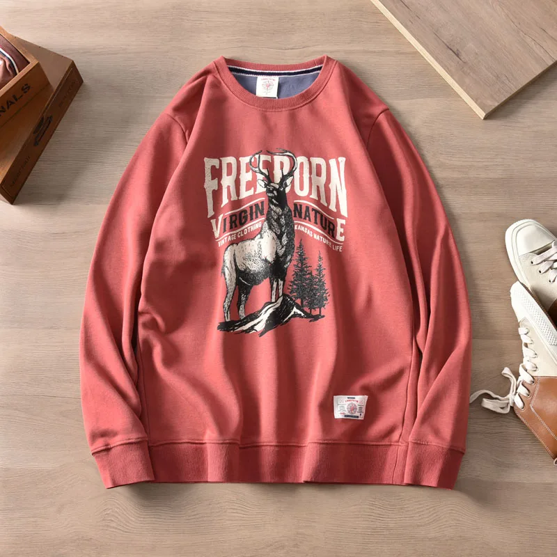

Autumn Winter Cotton Terry round Neck Sweater Men 's and Women 's Printed Japanese Loose Casual Couple Sports Jacket