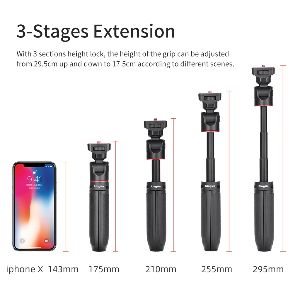 kingma mini extension tripod grip portable selfie stick tripod for gopro hero 109876 mobile phone dslr camera accessories free global shipping