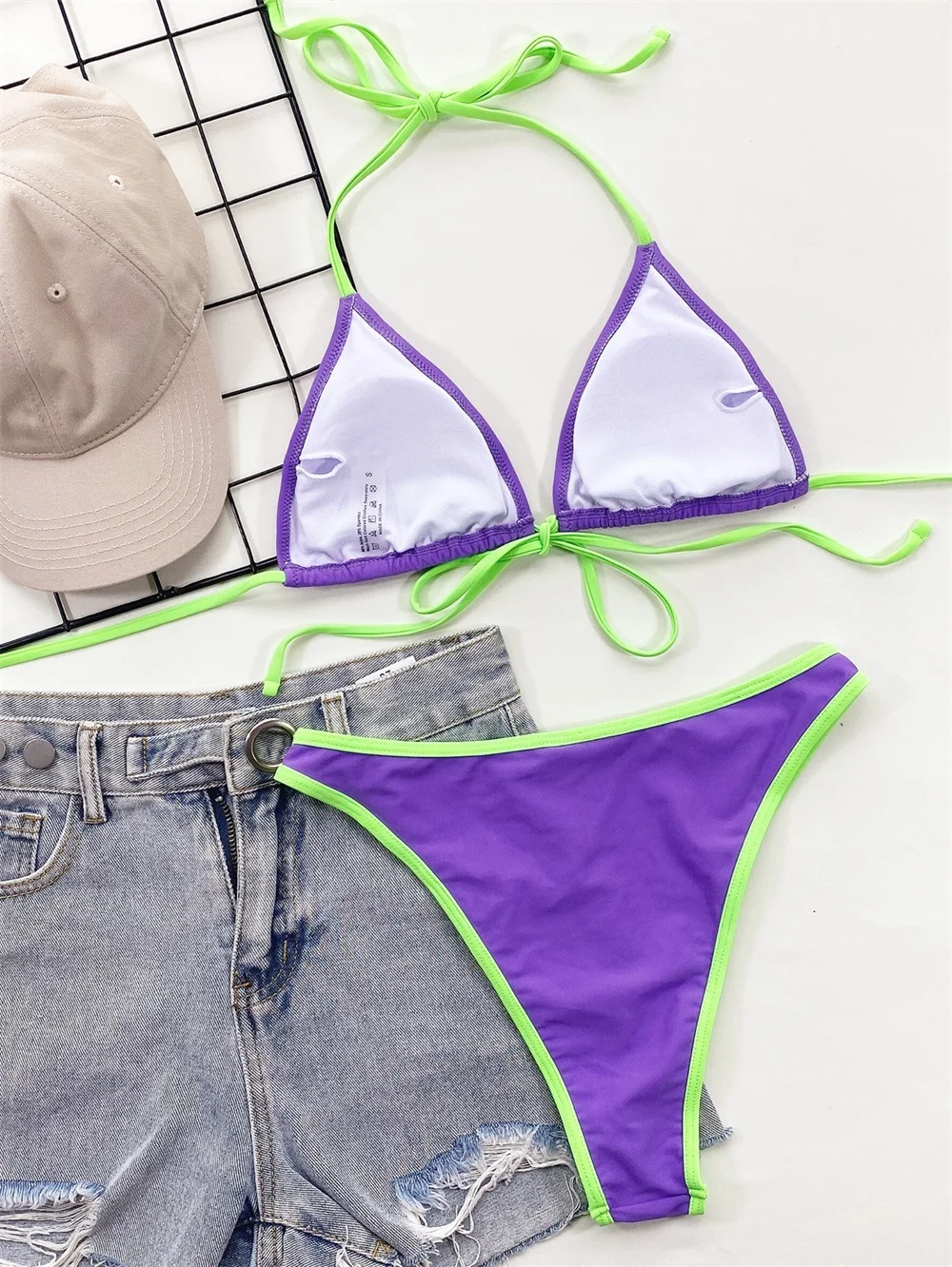 Неоновые микро-бретельки сексуальные купальные костюмы мини-купальник лидер