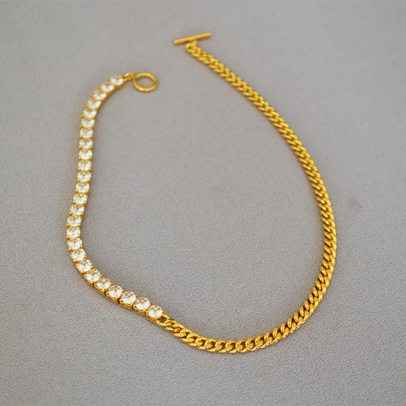 Оригинальный дизайн нишевая цепочка с мозаикой из циркония латунное