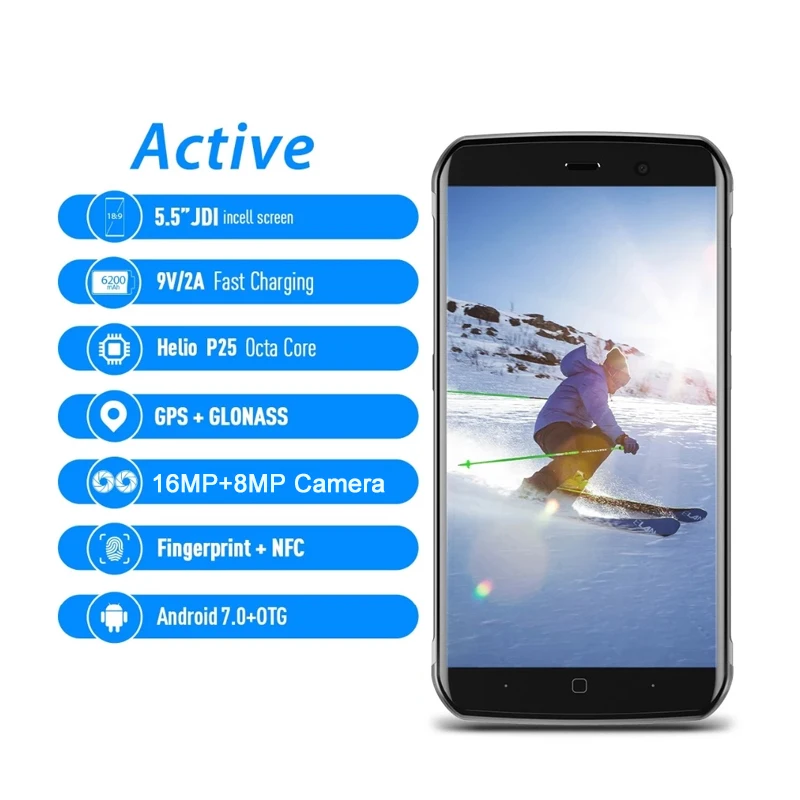 Смартфон Vernee Active V1 защищенный IP68 NFC экран 5 дюйма 4 Гб ОЗУ 64 ПЗУ Восьмиядерный