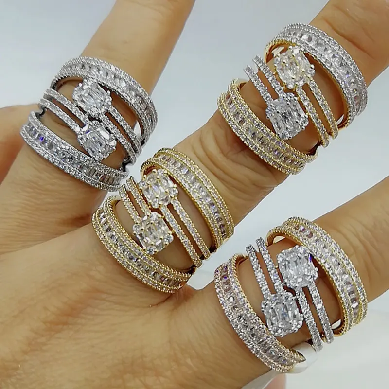 GODKI роскошный багет крест дизайн смелые массивные кольца с цирконием камни 2020