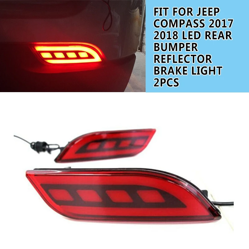 

pcmos 2PCS Signal Lamp LED Rear Bumper Reflector Brake Light Fit For Jeep Compass 2017 2018 Car Lights Strobe Light DC 12V New